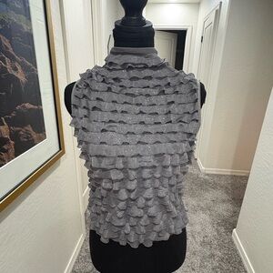 Y2K Gray Ruffled sparkly Top